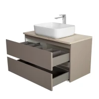Тумба под раковину со столешницей BelBagno Kraft 100 подвесная, матовая бежевая, столешница kep-100-mco