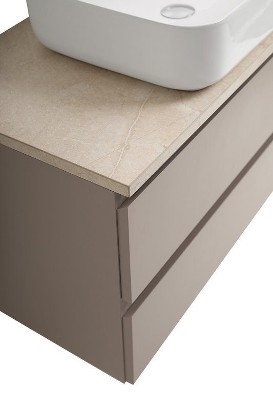 Тумба под раковину со столешницей BelBagno Kraft 100 подвесная, матовая бежевая, столешница kep-100-mco