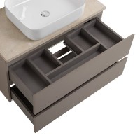 Тумба под раковину со столешницей BelBagno Kraft 100 подвесная, матовая бежевая, столешница kep-100-mco