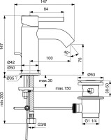Смеситель для раковины Ideal Standard Ceraline BC193XG черный