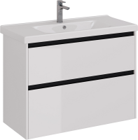 Тумба с раковиной Lemark Combi 100 черная, белая глянцевая