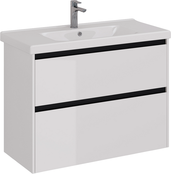 Тумба с раковиной Lemark Combi 100 черная, белая глянцевая