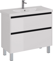Тумба с раковиной Lemark Combi 100 черная, белая глянцевая