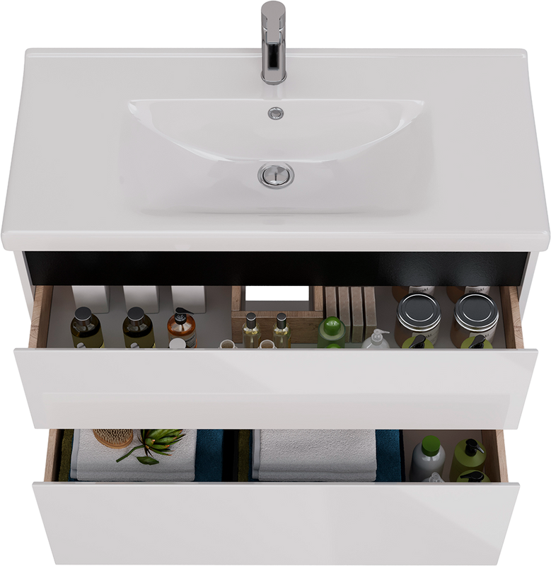 Тумба с раковиной Lemark Combi 100 черная, белая глянцевая