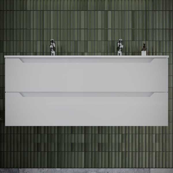 Тумба с раковиной Sancos Norma 2.0 двойная 120 см, белый глянец