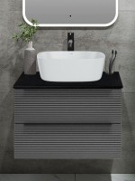 Мебель для ванной комнаты Runo Орлеан 60 подвесная, серая, черная