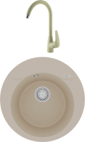 Комплект Мойка Lemark Sula 500 9910002 бежевая + Смеситель Linara LM0405PBG бежевый