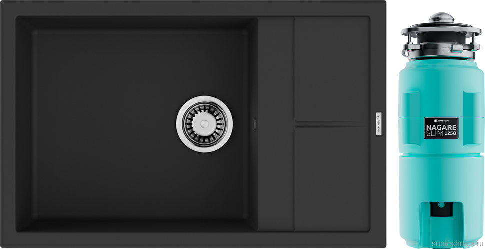 Комплект Мойка Omoikiri Sumi 78A-LB графит + Измельчитель Nagare slim 1250-AZ azur blue