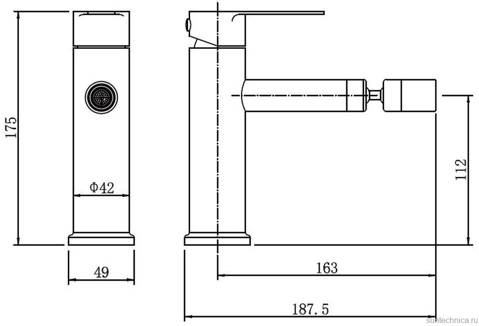 Смеситель для биде Fashun A51305 с поворотным аэратором, сатин