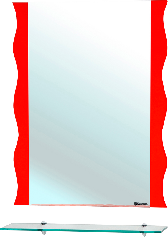 Зеркало Bellezza Мари Волна 70 красное, с полкой