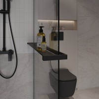 Душевая перегородка Niagara Nova NG-670-10ВLACK 100х195, профиль матовый черный, стекло прозрачное, с полкой