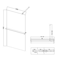 Душевая перегородка Niagara Nova NG-670-10ВLACK 100х195, профиль матовый черный, стекло прозрачное, с полкой