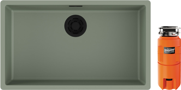 Комплект Мойка Omoikiri Yamakawa 75-Integra-WG wind green + Измельчитель Nagare slim 1250