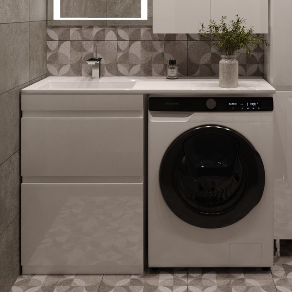 Тумба с раковиной Style Line Даймонд 120 Люкс Plus напольная, белая L