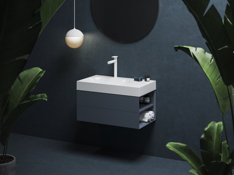 Тумба с раковиной Ravak Lite SD 80 R глубоководная синяя