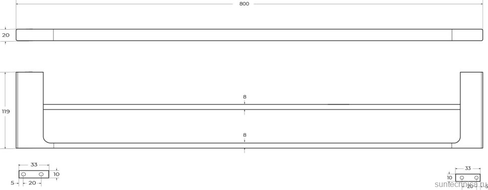 Полотенцедержатель Cezares Slider THD-80-GM оружейная сталь