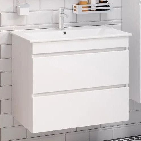 Тумба под раковину Runo Манхэттен 75, подвесная, белая