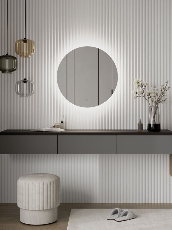 Зеркало круглое CONTINENT Ledh Ajour 80 см, сенсорное, с холодной подсветкой