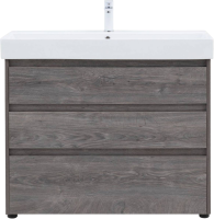 Тумба под раковину Aquanet Nova Lite 100 напольная, дуб рошелье, 3 ящика