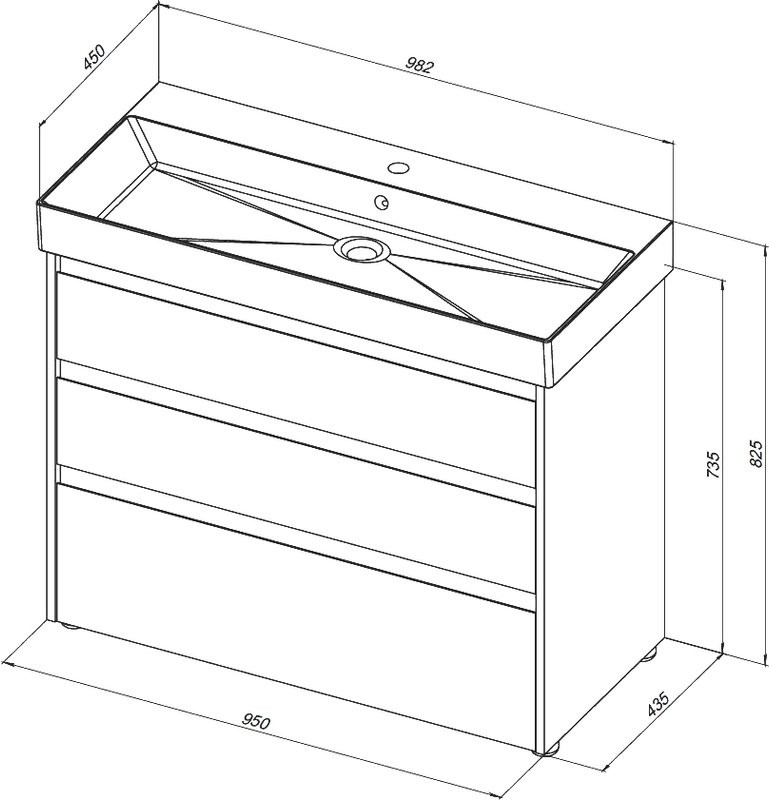 Тумба под раковину Aquanet Nova Lite 100 напольная, дуб рошелье, 3 ящика