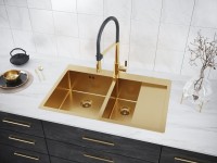 Комплект Мойка Paulmark Kroner PM227851-BGL брашированное золото L + Измельчитель Bone Crusher BC 1000-AS