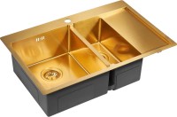 Комплект Мойка Paulmark Kroner PM227851-BGL брашированное золото L + Измельчитель Bone Crusher BC 1000-AS