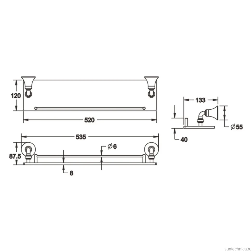 Полка Rose RG12 RG1219 50 см, хром
