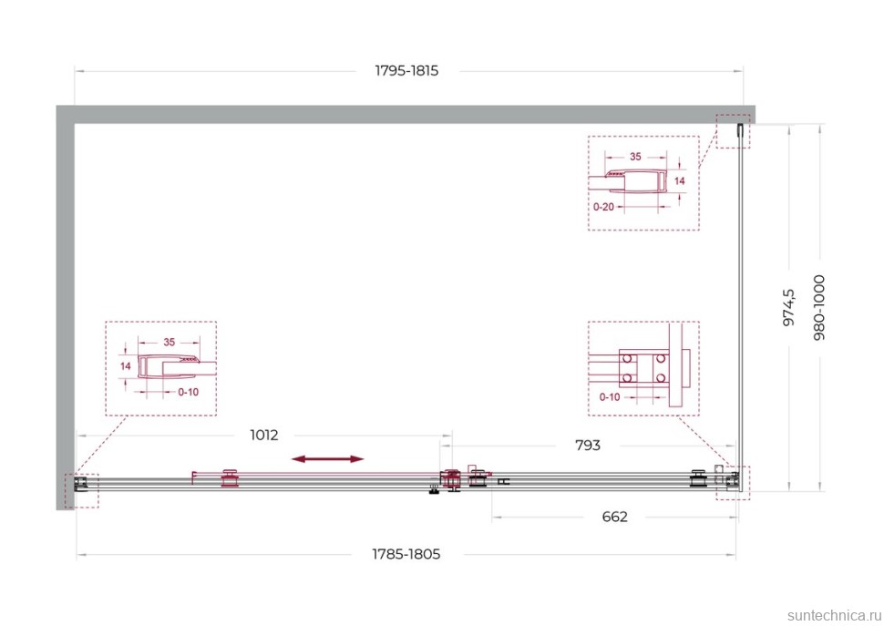 Душевой уголок BelBagno Soft Close-2 AH-1-180/100-C-Cr профиль хром