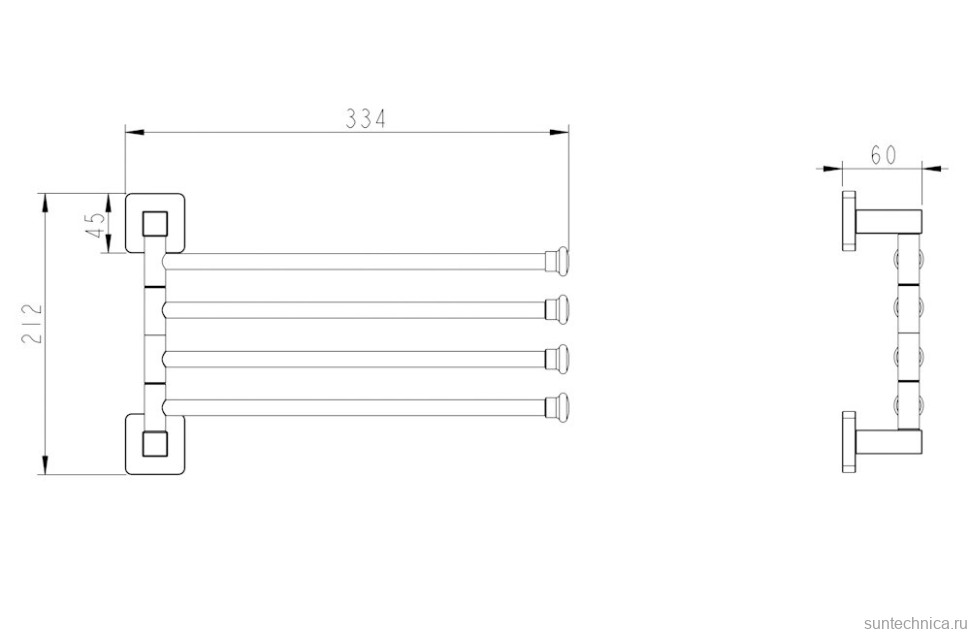 Держатель для полотенец Fashun A26-7 A2614-7 матовый черный