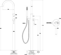 Напольный смеситель для ванны с душем WHITECROSS Y Y1233NIB С ВНУТРЕННЕЙ ЧАСТЬЮ, брашированный никель