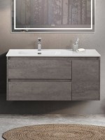 Тумба с раковиной BelBagno Kraft L, 100 2 ящика, дверца, cemento grigio