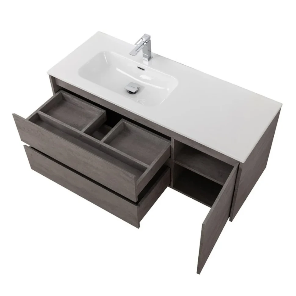 Тумба с раковиной BelBagno Kraft L, 100 2 ящика, дверца, cemento grigio