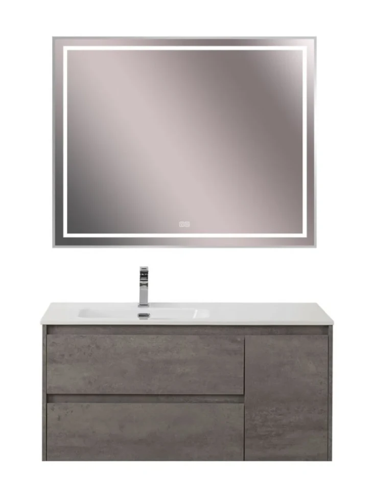 Тумба с раковиной BelBagno Kraft L, 100 2 ящика, дверца, cemento grigio