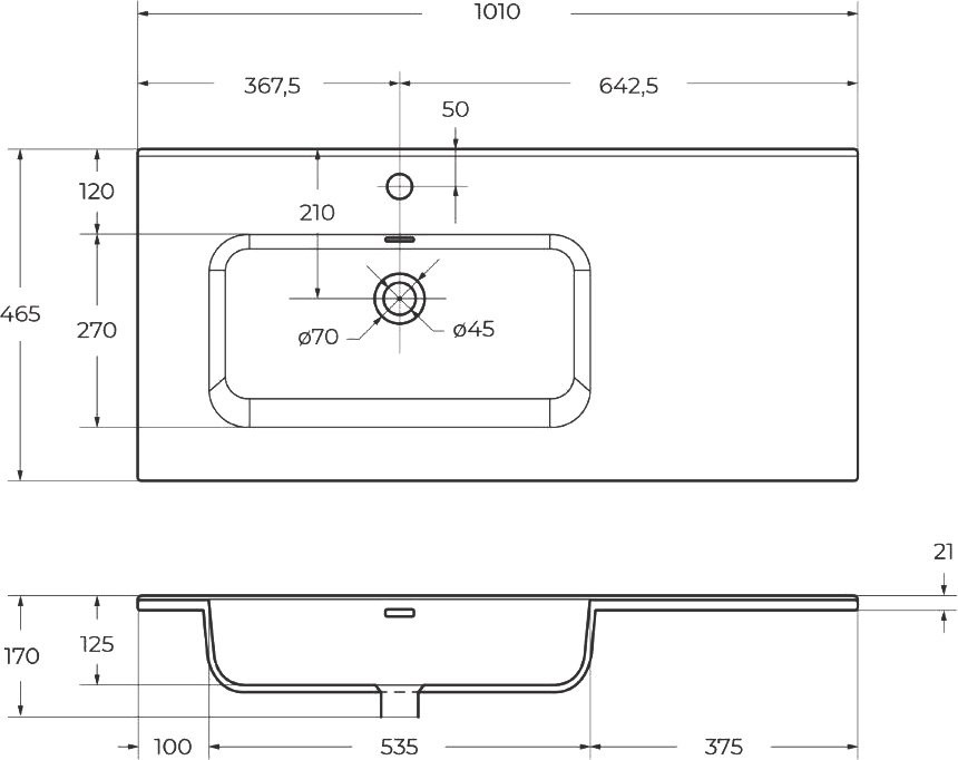 Тумба с раковиной BelBagno Kraft L, 100 2 ящика, дверца, cemento grigio