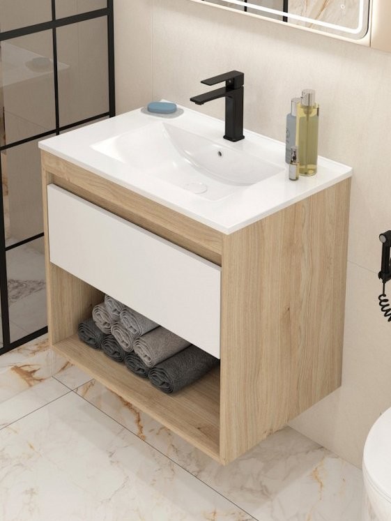 Тумба с раковиной Teymi Vitra 70 дуб, белая