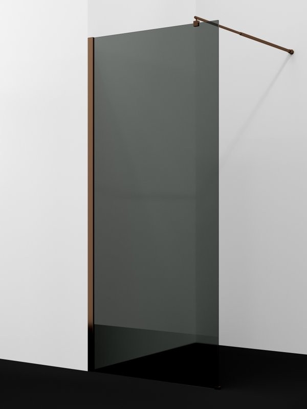 Душевая перегородка Wasserkraft Rur 30W 110 см, профиль розовое золото, стекло тонированное