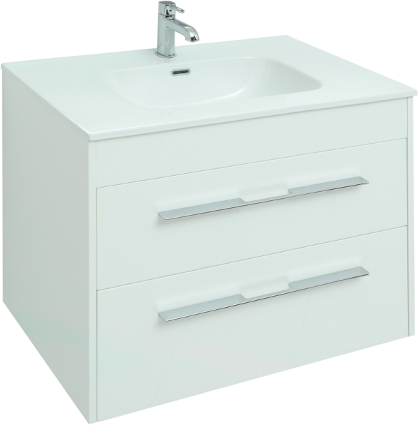 Тумба с раковиной Aquanet Августа 80 белый глянец