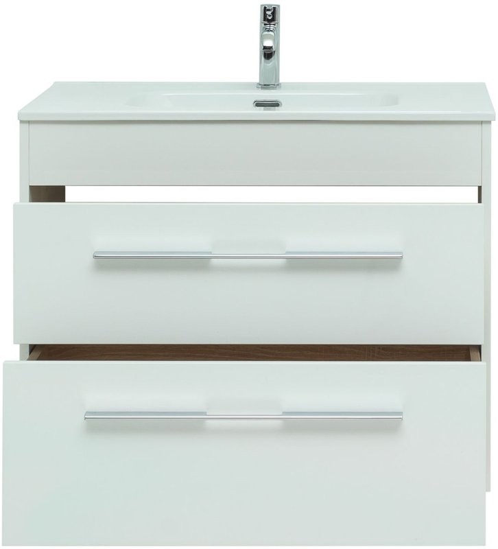 Тумба с раковиной Aquanet Августа 80 белый глянец