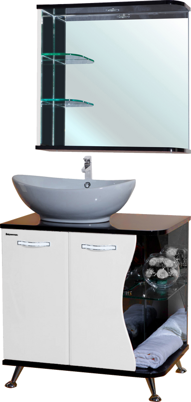Мебель для ванной комнаты Bellezza Рио 70 L, черно-белая