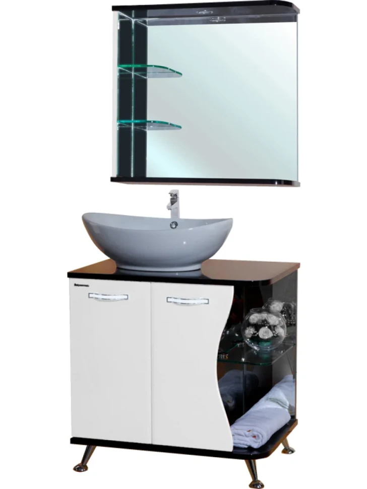 Мебель для ванной комнаты Bellezza Рио 70 L, черно-белая