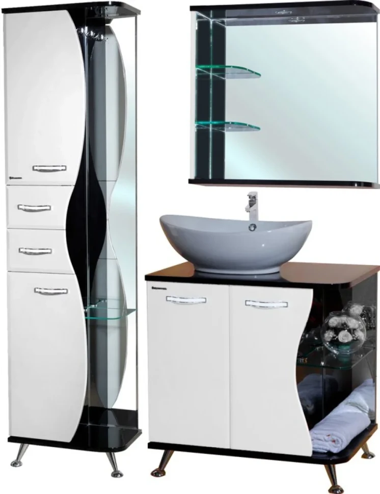 Мебель для ванной комнаты Bellezza Рио 70 L, черно-белая