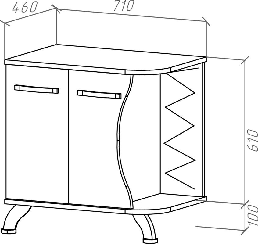 Мебель для ванной комнаты Bellezza Рио 70 L, черно-белая