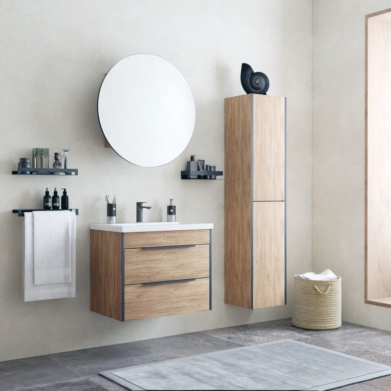 Шкаф-пенал для ванной Corozo Форест 35 подвесной, сонома