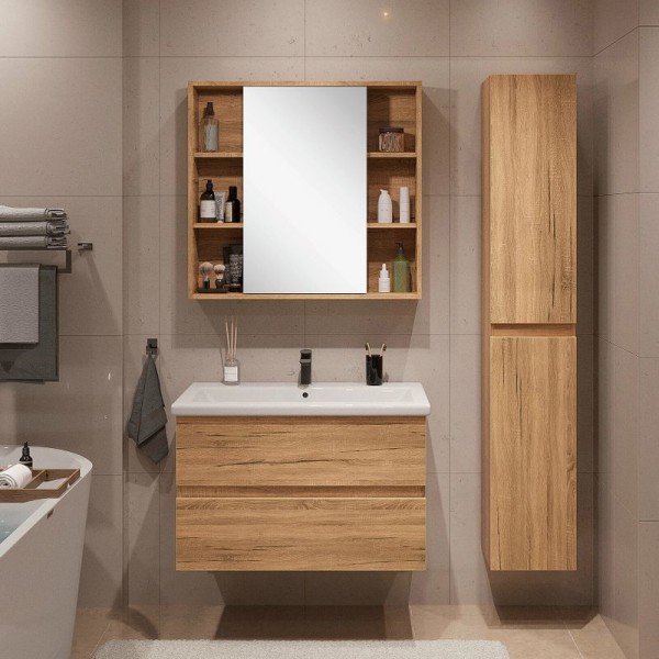 Мебель для ванной комнаты SanStar Lavanti 80 дуб вотан, раковина Фест 80