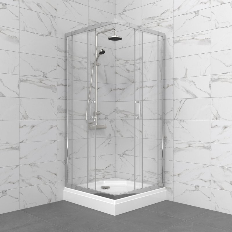 Душевой уголок Triton Фикс Хром Щ0000077413 90х90 см с поддоном, профиль хром