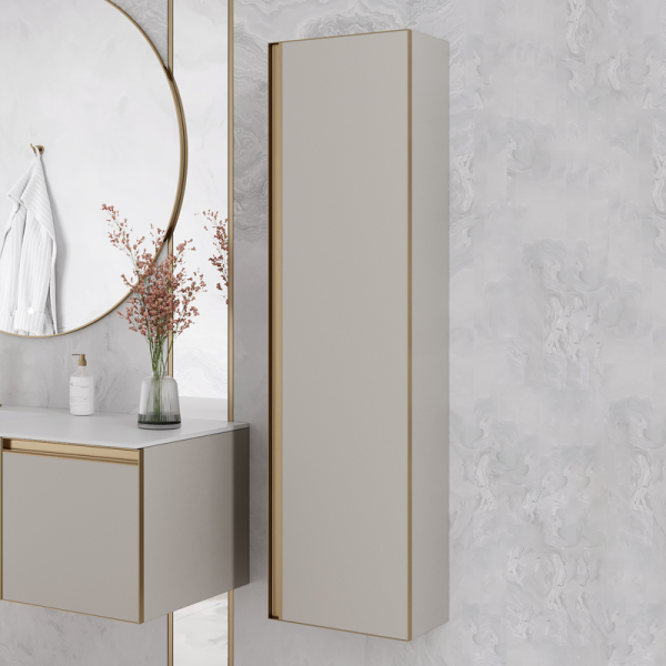 Шкаф-пенал для ванной Armadi Art Quatro cashmere, профиль matt gold