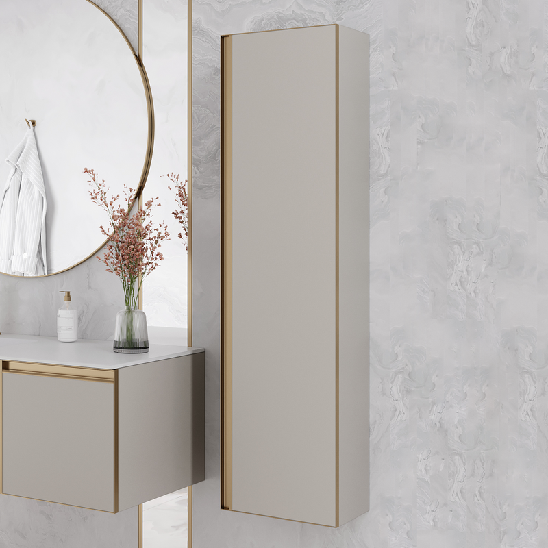 Шкаф-пенал для ванной Armadi Art Quatro cashmere, профиль matt gold