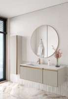 Шкаф-пенал для ванной Armadi Art Quatro cashmere, профиль matt gold