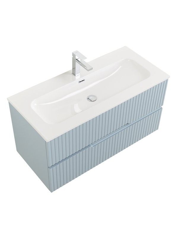 Мебель для ванной комнаты Cezares Duet-n 100 подвесная, 2 ящика, жемчужная голубая