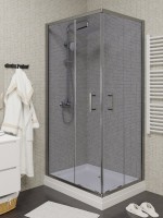 Душевой уголок Parly QZ71S N 100х70 см, с поддоном, профиль глянцевый хром, стекло тонированное